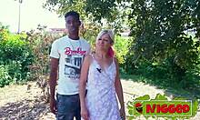 sandra bent over for rough anal orgasm with big black cock in public