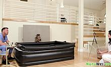 Seth Gamble and Gal Ritchie - busty teen brunette offers wet nuru massage to eager client