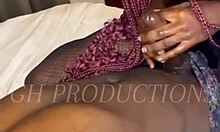 Real African couple explores hot foreplay with sensual massage and handjob on petite teen body.