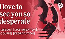 Lesbian Dominant Girlfriend Provides Jerking Off Instructions on the Phone with Vibrator