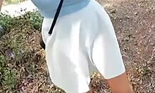 Real couple fucking dirty in the mountain, naked with big tits, reaching orgasm