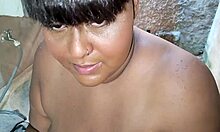 mother-in-law gets cum covered in backyard