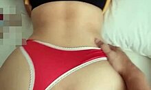 Filipina in red panties bent over for intense doggystyle
