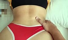 Filipina in red panties bent over for intense doggystyle