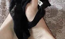 gretala rubs thong on her feet