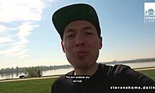 Samantha Kiss in full steamy public scene on Stevenshame dating platform