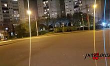 Moto Boy Chases Woman Flashing Tits on Car Roof