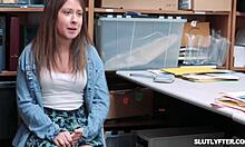 i get horny at work and beg the officer to lick my pussy, finger me, and fuck my ass