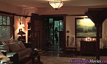 teen lesbians in stockings trib and lick big tits