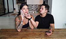 My friend's husband pounds my pussy hard in the kitchen while she's cooking dinner.