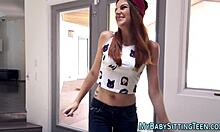 I gave the teen babysitter oral and fingering with cumshot