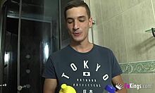 Blindfolded brunette rides and bends over for rough doggystyle with old creep.