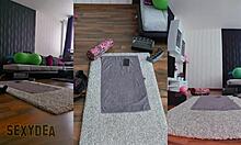 Get a workout with a goddess in triple cam view