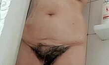 stepmom teases with hairy pussy in sexy lingerie for wild show