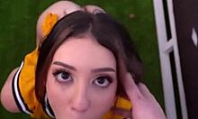 cute latina teen learns basketball with stepbrother