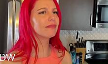 redhead foot fetish model nearly taps out from huge black cock