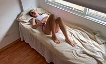 Stepbrother caught me masturbating and fucked my pussy to orgasm in doggystyle