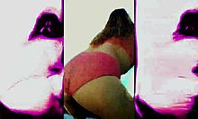 mc akira dancing funk, showing off her big ass in lingerie, beautiful brunette with brown eyes.