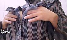 pinay chubby big tits playing her natural tits during office break