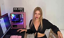 I watch my cute blonde girlfriend teasin in thong outdoors, oh godd