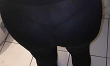 enjoying the maid’s sexy moves in tight leggings today