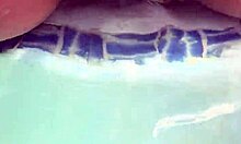 a blonde with blue eyes gets creampied underwater while using dildo