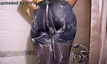 horny milf soaks control top pantyhose in wet tights