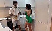 Megan Fiore Dominated By Two Latina Studs In Kitchen