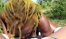 poizon ivy giving don whoe a sloppy blowjob in the backyard, so hot