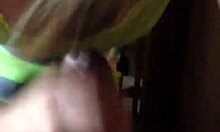 Sloppy blowjob on monster cock