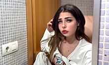 in the bathroom fucking boyfriend's friend, he cums inside, hot semen