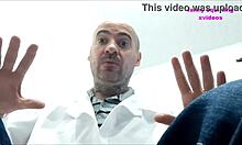 Cleaning lady sucks doctor hidden during office consultation