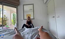 Milf in leather masturbates, sucks, and gets fucked hard by me