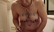 slave girl in homemade session with piss and raw humiliation play.