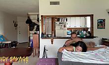 Asian girlfriend dominated rough before work by amateur couple