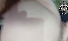 Amateur brunette with pierced nipples worships big cock in crossdressing session with monster cock