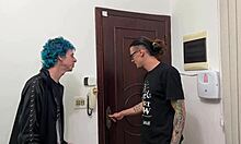 boyfriend's friend fills pussy with cum while he watches