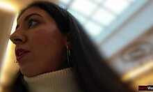 Teen Flashes and Pees in Jeans at Busy Shopping Mall