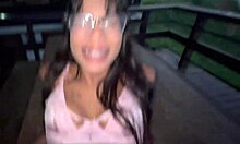 Watch us fuck this young married latina on the balcony outdoors.