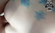 Amateur brunette with pierced nipples worships big cock in crossdressing session with monster cock