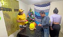 Real Homemade Threesome with Two Women and One Man