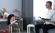 Nerd tries anal with slim blonde in rough hardcore