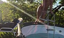 asian hottie fucking outdoors on the farm with bbc?