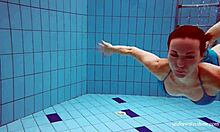 Blue Bikini Clings to Tight Martina Underwater in Pool