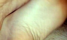 I'm Amazed by This Homemade Bare Footjob Ending with a Huge Cumshot