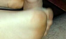 I'm Amazed by This Homemade Bare Footjob Ending with a Huge Cumshot