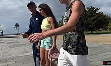 Cuckold loser watches wife take a hard pounding and cum load