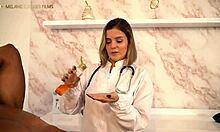 Petite doctor helps patient with erection issue