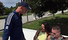 Cuckold loser watches wife take a hard pounding and cum load