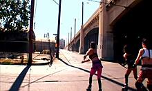 Pretty Brunette Latina Samira Sucks Pole Before Fucking